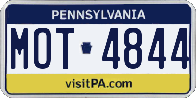 PA license plate MOT4844