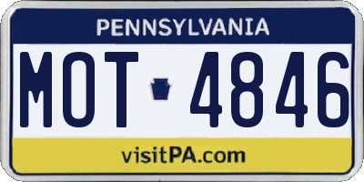 PA license plate MOT4846