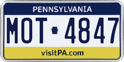 PA license plate MOT4847