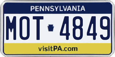PA license plate MOT4849