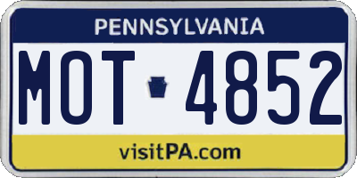 PA license plate MOT4852