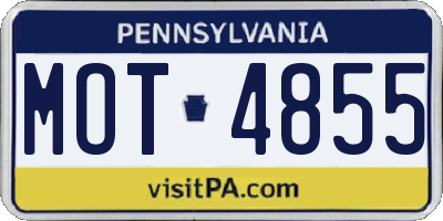 PA license plate MOT4855