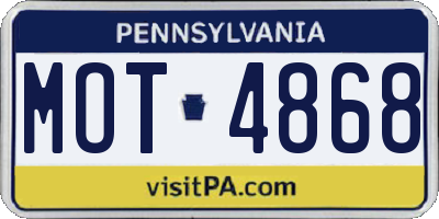 PA license plate MOT4868