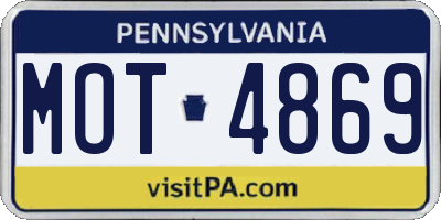 PA license plate MOT4869