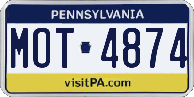 PA license plate MOT4874