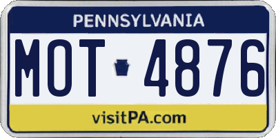 PA license plate MOT4876