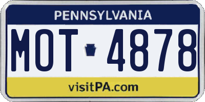 PA license plate MOT4878