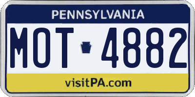 PA license plate MOT4882