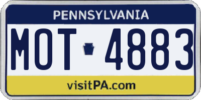 PA license plate MOT4883