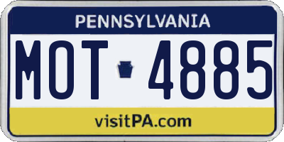 PA license plate MOT4885