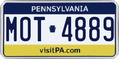 PA license plate MOT4889