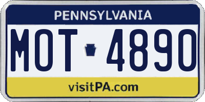PA license plate MOT4890