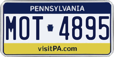 PA license plate MOT4895
