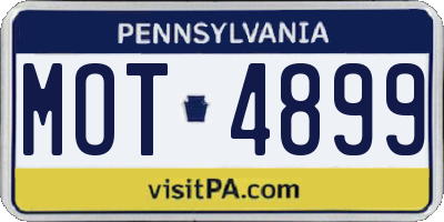 PA license plate MOT4899