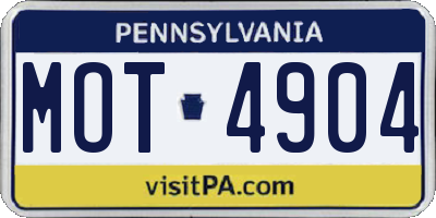 PA license plate MOT4904