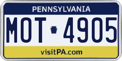 PA license plate MOT4905
