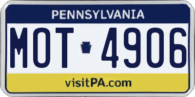 PA license plate MOT4906