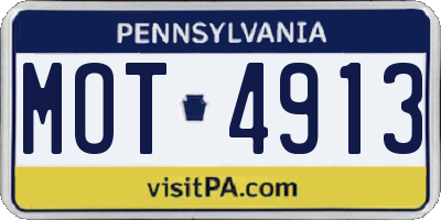 PA license plate MOT4913