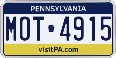 PA license plate MOT4915