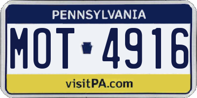 PA license plate MOT4916