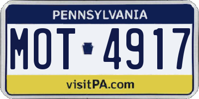 PA license plate MOT4917