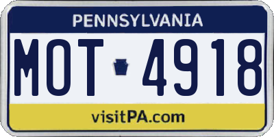 PA license plate MOT4918