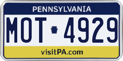 PA license plate MOT4929