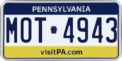 PA license plate MOT4943
