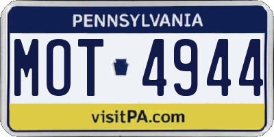 PA license plate MOT4944
