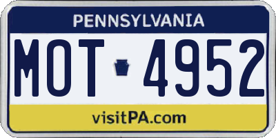 PA license plate MOT4952