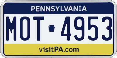 PA license plate MOT4953