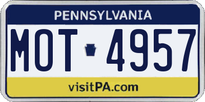 PA license plate MOT4957