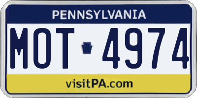 PA license plate MOT4974