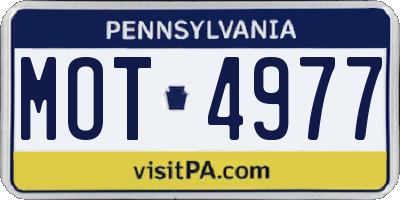 PA license plate MOT4977
