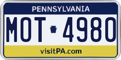PA license plate MOT4980
