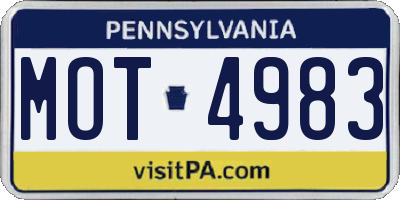 PA license plate MOT4983