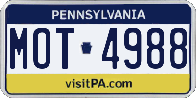 PA license plate MOT4988