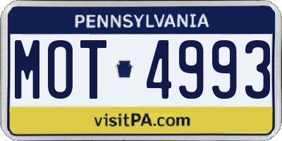 PA license plate MOT4993