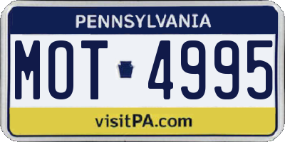 PA license plate MOT4995