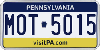 PA license plate MOT5015