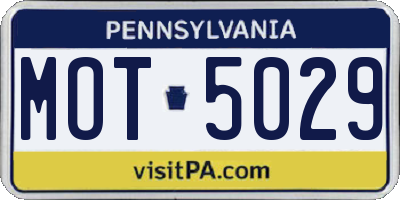 PA license plate MOT5029