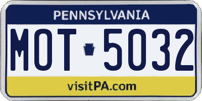 PA license plate MOT5032