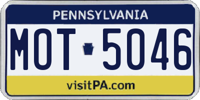 PA license plate MOT5046