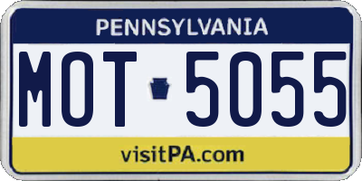 PA license plate MOT5055