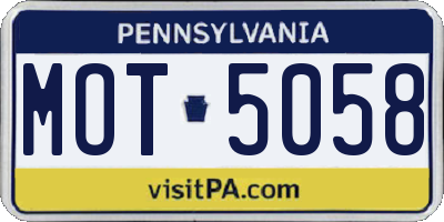 PA license plate MOT5058