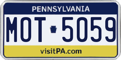 PA license plate MOT5059
