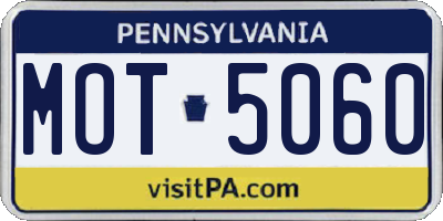 PA license plate MOT5060