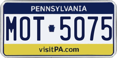 PA license plate MOT5075