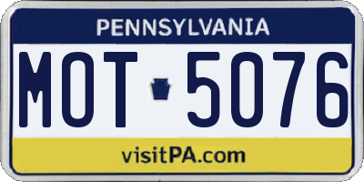PA license plate MOT5076