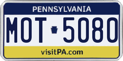 PA license plate MOT5080